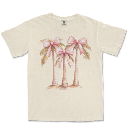 Pink Bow Palm Trees Tee shirt